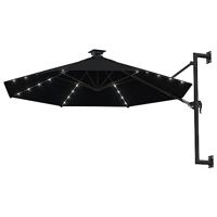 VidaXL Wandparasol met led's 300 cm zwart - thumbnail