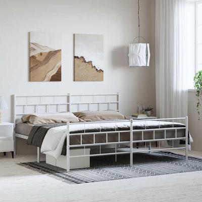 Bedframe met hoofd- en voeteneinde metaal wit 193x203 cm Bedframe met hoofd- en voeteneinde metaal wit 193x203 cm