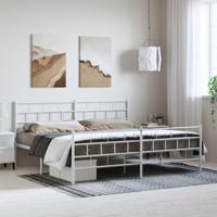 Bedframe met hoofd- en voeteneinde metaal wit 193x203 cm - thumbnail