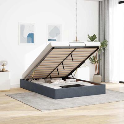 Ottoman bedframe zonder matras 140x190 cm fluweel donkergrijs