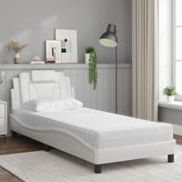 Bed met matras kunstleer wit 90x200 cm - thumbnail