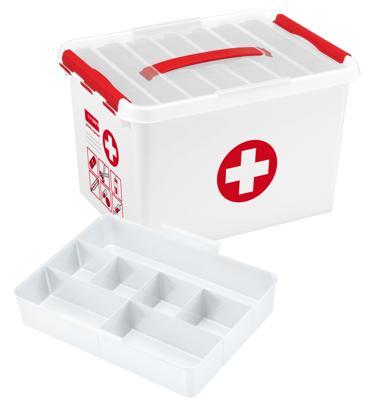 Sunware Q-line first aid box 22 liter met inzet wit/transp/rood