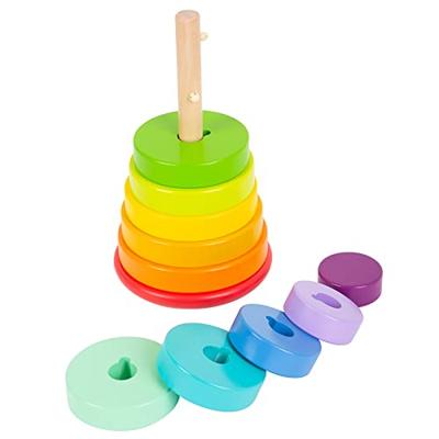 Small Foot houten stapeltoren regenboog, 11dlg. - thumbnail
