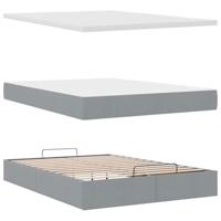 Ottoman bed met matras en LED's 140x190cm stof lichtgrijs - thumbnail