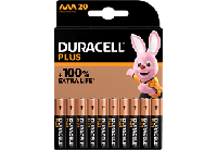 Duracell Plus-AAA CP20 Micro (AAA)-batterijen, alkalinemangaan, 1,5 V, 20 stuks - thumbnail
