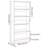 Boekenkast 80x24x176 cm bewerkt hout artisanaal eikenkleurig - thumbnail