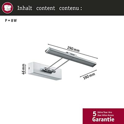 Paulmann Thirty 99894 LED-schilderijlamp 5 W Warmwit Nikkel (geborsteld)