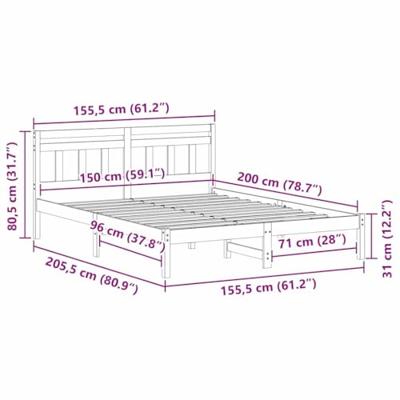 Bedframe met hoofdeinde Wit Grenenhout