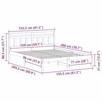 Bedframe met hoofdeinde Wit Grenenhout - thumbnail