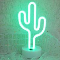 Cactus vorm romantische Neon LED vakantie licht met houder warme Fairy decoratieve Lamp nachtlampje voor kerst huwelijk Party slaapkamer (groen li - thumbnail