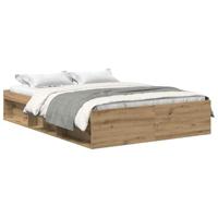 Bedframe zonder matras spaanplaat artisanaal eikenkleurig - thumbnail