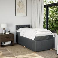 Boxspring met matras stof donkergrijs 140x190 cm - thumbnail