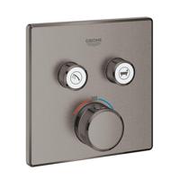 Grohe Inbouwkraan Grohtherm Smart Control Thermostaatkraan met 3-weg Omstelling Vierkant 3 Knop Hard Graphite Geborsteld - thumbnail