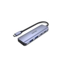 UNITEK Aluminium 4-in-1 USB 3.2 Gen1 gegevensoverdracht 5 Gbps geïntegreerde kabel 15 cm met USB-C stekker 4 poorten 2xUSB-C 2xUSB-A plug and play kleur space grijs aanbevolen voor Macbooks - thumbnail