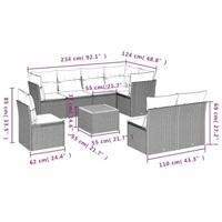 9-delige Loungeset met kussens poly rattan grijs - thumbnail