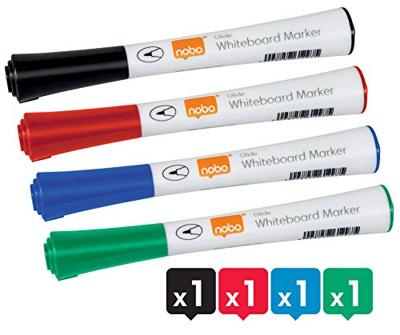 Nobo Glide whiteboardmarker, pak van 4 stuks, geassorteerde kleuren