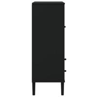 Hoge kast SENJA 90x40x112 cm rattan look grenenhout zwart - thumbnail