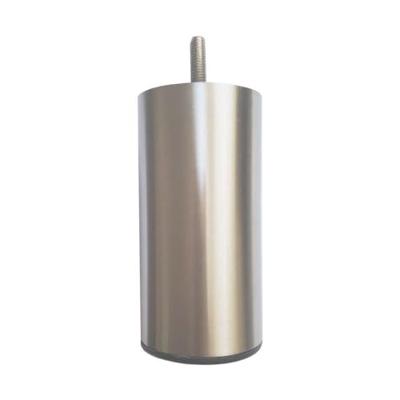 Stalen meubelpoot rvs look rond ø 6 cm en hoogte 12 cm (M8)