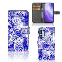 Telefoonhoesje met Naam OPPO Find X3 Lite Angel Skull Blauw - thumbnail