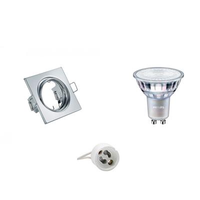 LED Spot Set - GU10 Fitting - Inbouw Vierkant - Glans Chroom - Kantelbaar 80mm - Philips - MASTER 927 36D VLE - 3.7W - Warm Wit 2200K-2700K - DimTone Dimbaar