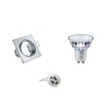 LED Spot Set - GU10 Fitting - Inbouw Vierkant - Glans Chroom - Kantelbaar 80mm - Philips - MASTER 927 36D VLE - 3.7W - Warm Wit 2200K-2700K - DimTone Dimbaar - thumbnail