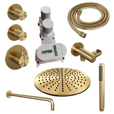Gouden thermostatische regendouche SET 04 met handdouche en muurarm
