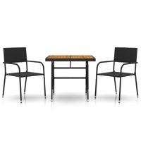 3-delige Tuinset poly rattan zwart - thumbnail