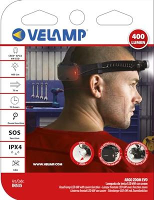 Hoofdlamp met ledlamp, oplaadbaar en verstelbaar Velamp 6 W 400 lm