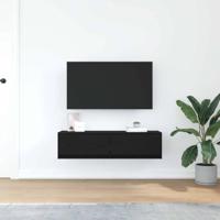 TV-kast met lade Zwart eiken 100 x 31 x 25,5 cm Bewerkt hout - thumbnail