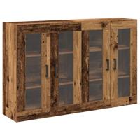 Wandkasten 2 pcs Oud Hout 69,5 x 34 x 90 cm Bewerkt hout - thumbnail