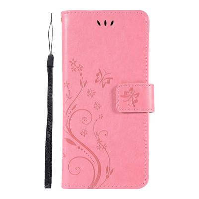 Shop4 - Samsung Galaxy S10 Hoesje - Wallet Case Vlinder Patroon Licht Roze