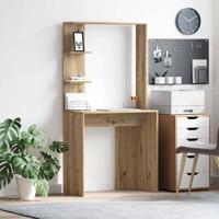 Bureau met plank artisanaal eikenkleurig 78.5 x 37 x 154.5 cm - thumbnail
