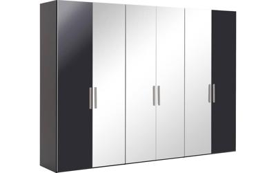 Goossens Kledingkast Easy Storage Ddk, Kledingkast 304 cm breed, 220 cm hoog, 2x draaideur en 4x spiegel draaideur midden