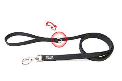Julius-K9, 216GM-1,8 Color & Gray Gumed lijn zwart-grijs 20 mm * 1,8 m met lus, max. voor 50 kg honden