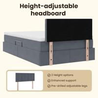 Opslag bed met matras Donkergrijs 120 x 200 cm Fluweel - thumbnail