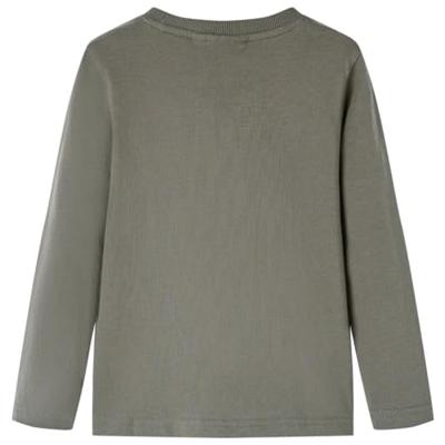 Kindershirt met lange mouwen racewagenprint 104 kakikleurig - thumbnail