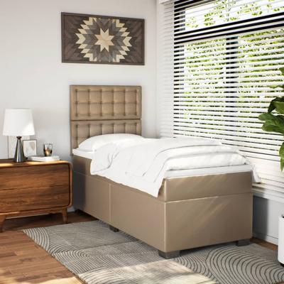 Boxspring met matras kunstleer cappuccinokleurig 180x200 cm - thumbnail