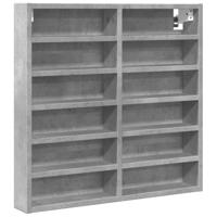 Vitrinekast 60x8,5x58 cm bewerkt hout betongrijs - thumbnail