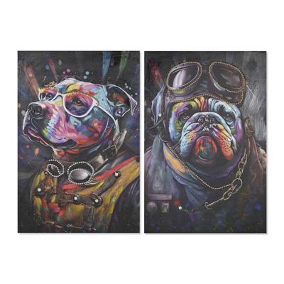 Schilderij Home ESPRIT Zwart Modern Hond 60 x 3 x 90 cm (2 Stuks)