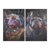 Schilderij Home ESPRIT Zwart Modern Hond 60 x 3 x 90 cm (2 Stuks) - thumbnail