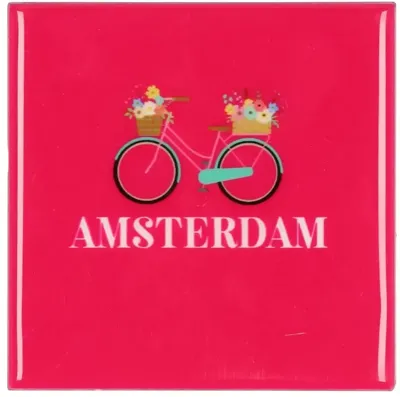 Daan Kromhout Design tegeltje keramiek amsterdam 10x10cm pink