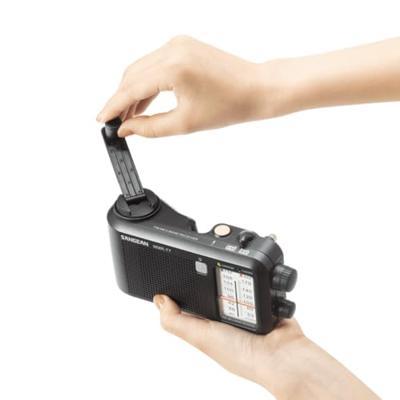 Sangean MMR-77 Outdoorradio VHF (FM), Middengolf Noodradio Handslinger, Spatwaterbestendig, Zaklamp, Oplaadbaar Zwart