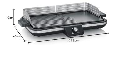 Verstelbare plancha tot 230°C - SEVERIN PG8564 - Verwijderbare antiaanbakplaat - Elektrische grill met vetopvangbak - Zwart - thumbnail