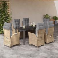 7-delige Tuinset met kussens poly rattan beige - thumbnail