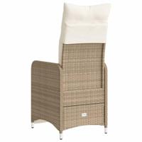 Tuinstoelen 2 st verstelbaar met kussens poly rattan beige - thumbnail