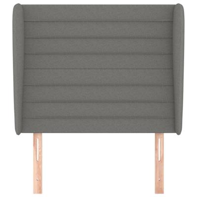 Hoofdbord met randen 83x23x118/128 cm stof donkergrijs - thumbnail