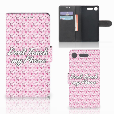 Sony Xperia XZ1 Portemonnee Hoesje Flowers Pink DTMP Sony Xperia XZ1 Portemonnee Hoesje Flowers Pink DTMP