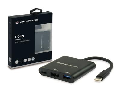 Conceptronic donn01b donn usb-c to hdmi adapter, usb 3.2 gen 1 (3.1 gen 1) type-a/c, hdmi, black