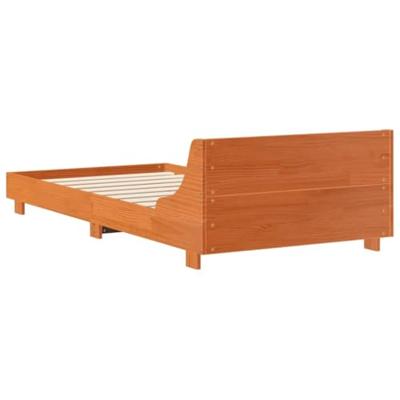 Bedframe zonder matras massief grenenhout wasbruin 75x190 cm