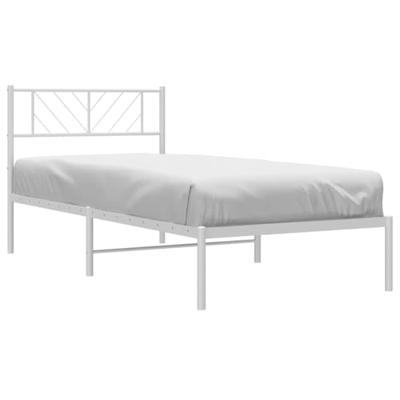 Bedframe met hoofdbord metaal wit 90x190 cm